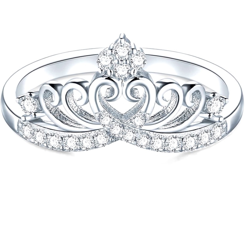 NEW Princess Crown Tiara Wedding CZ Band - Premium Crown- Cubic Zirconia Ring